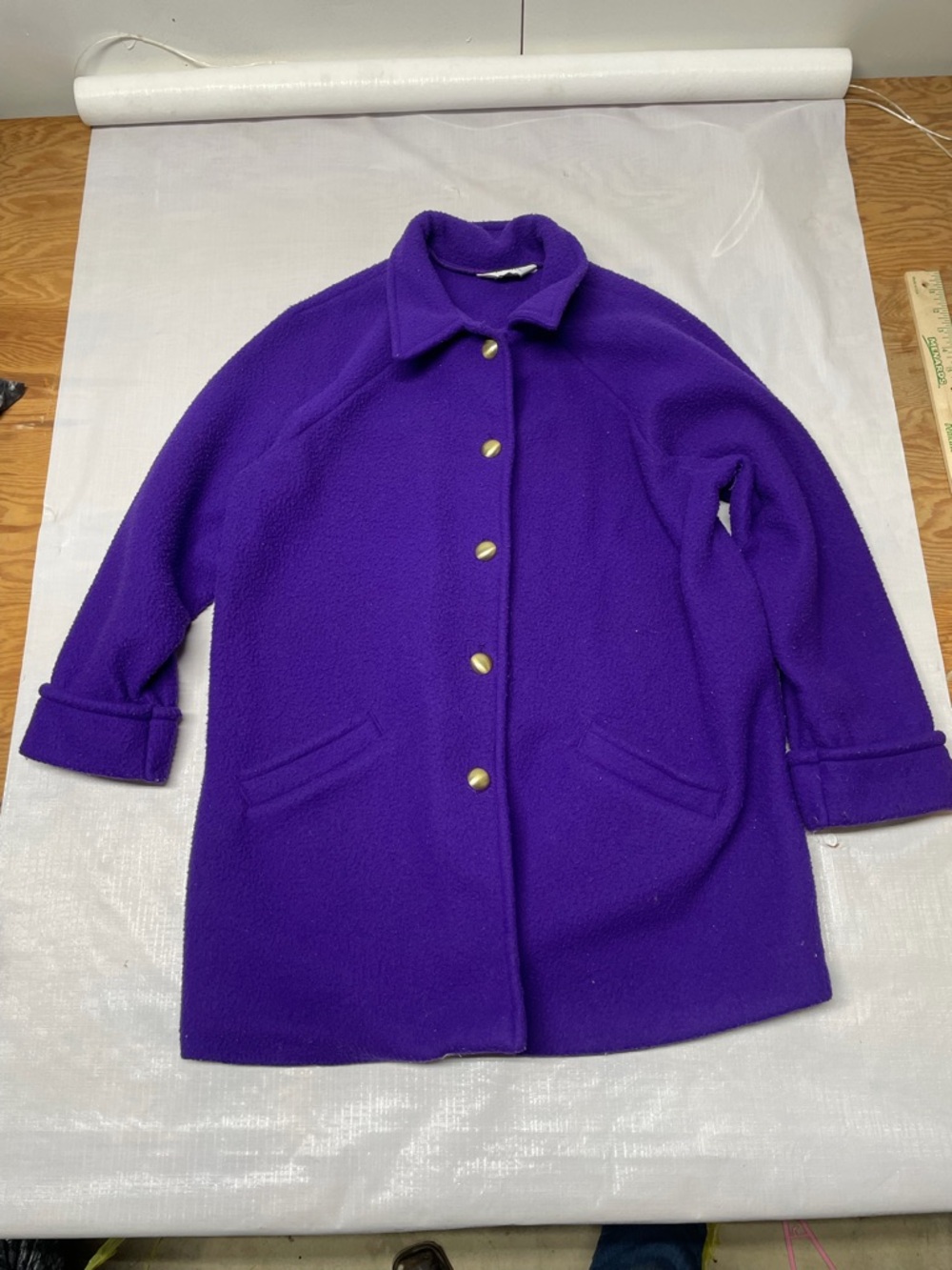 Blair Vibrant Purple Wool Button-Front Pea Coat